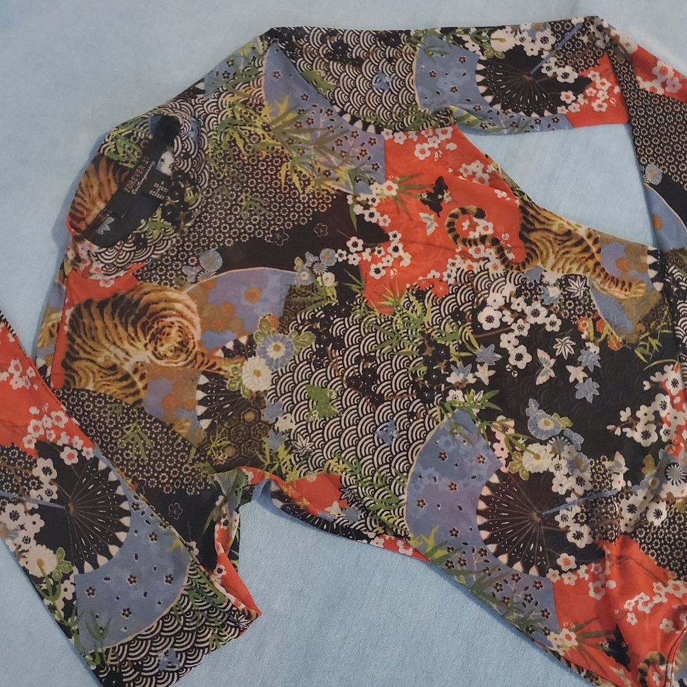 Forever 21 , Art student, Asian inspired Delicate  Mesh Bodysuit  Size XS